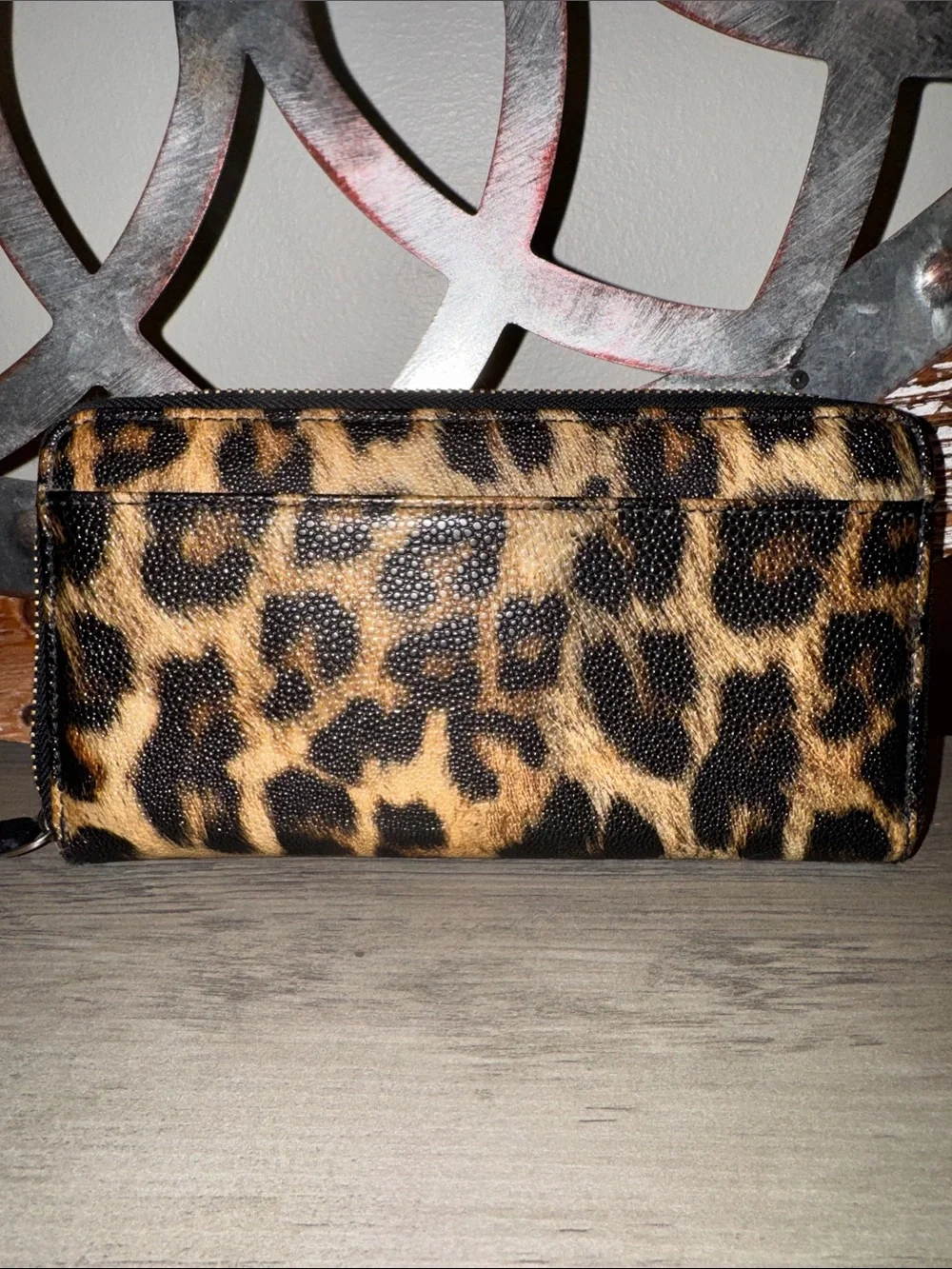 kate spade Leopard Print Zip Around Wallet in Brown and Black